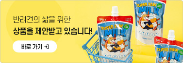 반려견의 삶을 위한 상품을 제안받고 있습니다.